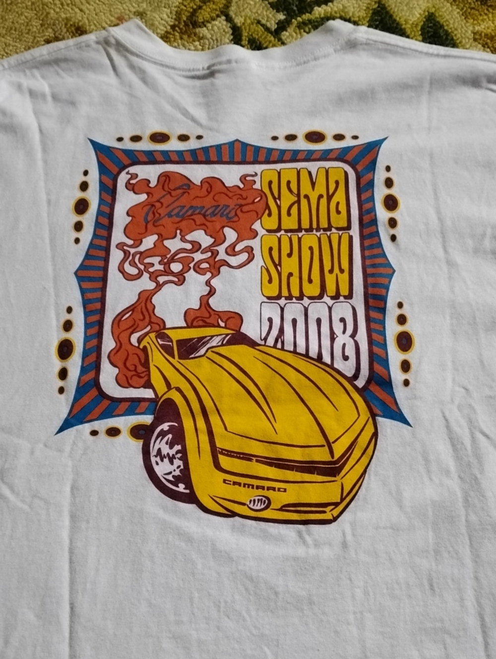 Men's White Vintage Large Camaro Sema Show 2008 Car Automotive Shirt